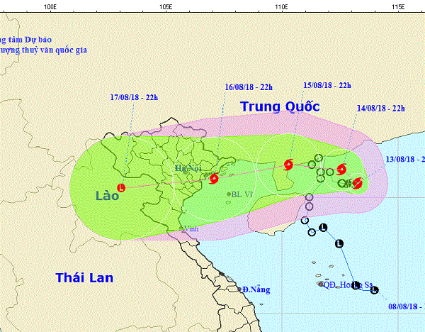 Cơn bão số 4 năm 2018: Tâm bão giật cấp 11 ở khu vực biển Quảng Ninh, Nam Định